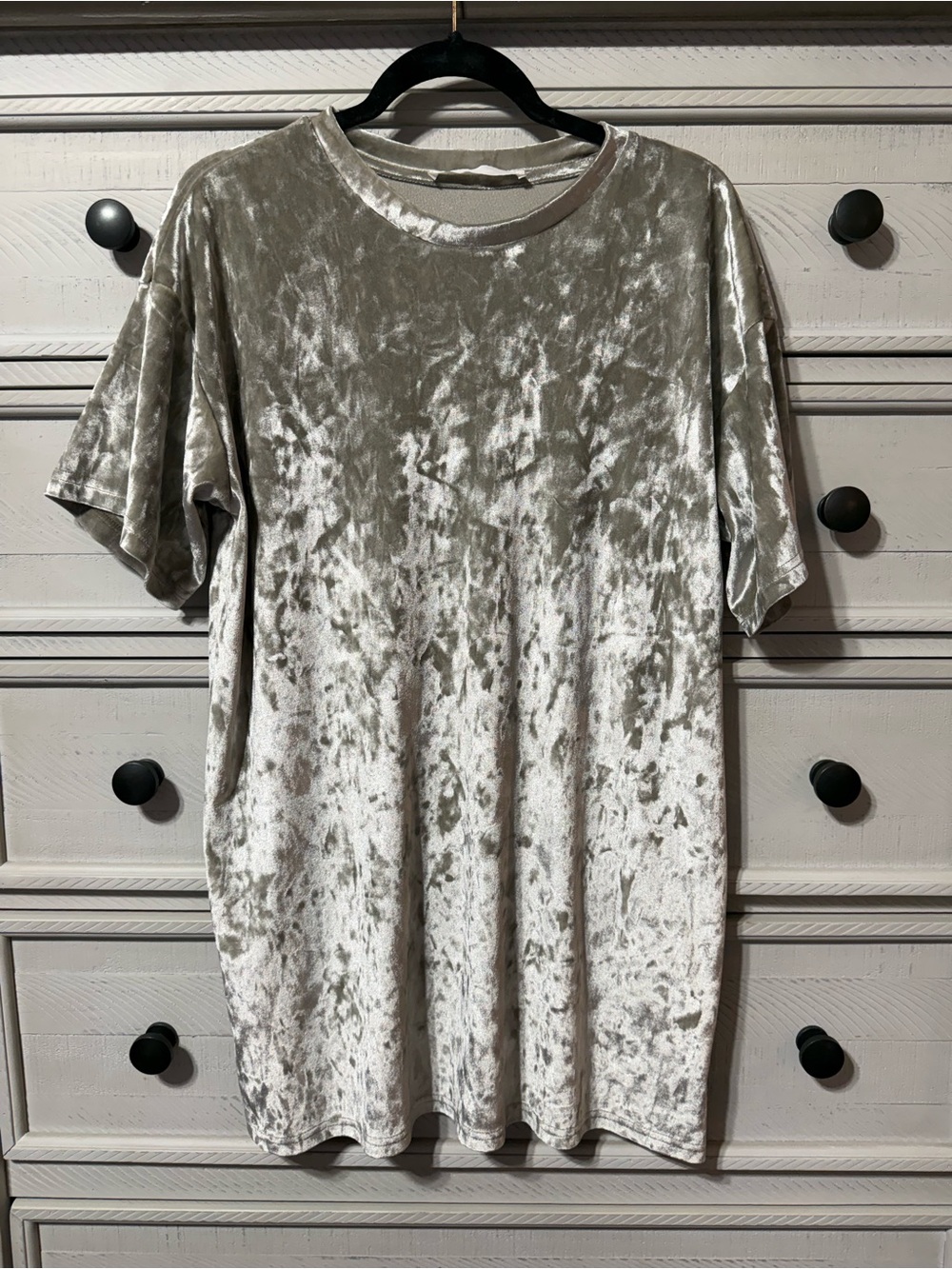 Double Zero Silver Crushed Velvet Tunic Top
